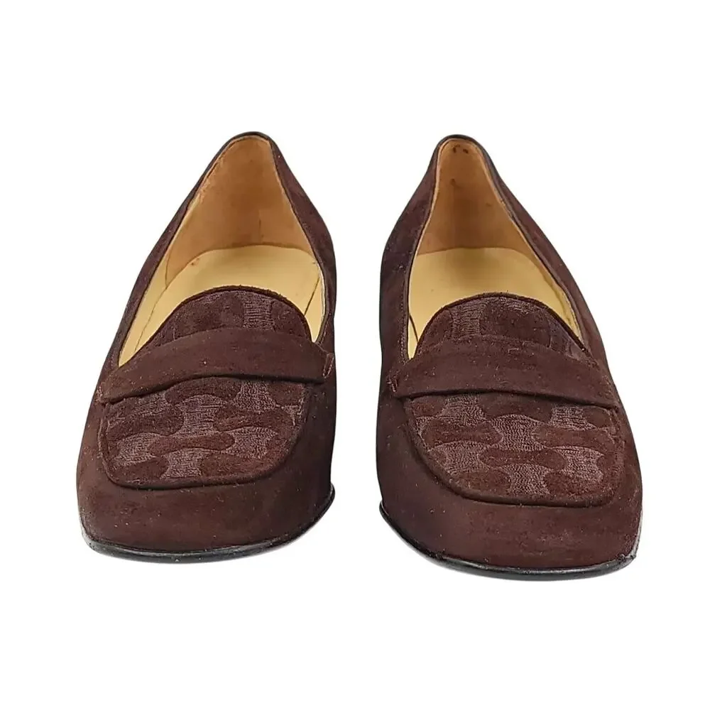 Bally Women Talens-U Block Heel Slip On Penny Loafers Size US 5.5M Brown Suede